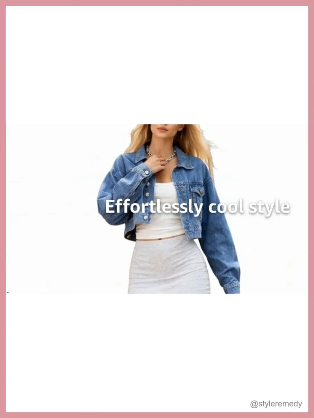 Cropped Denim Jacket Vintage Wash Four-Pocket Long Sleeve Button Front